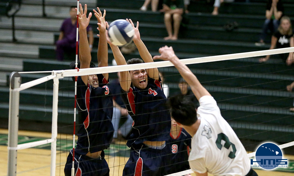 Saint Louis vs Mid-Pacific in boys volleyball